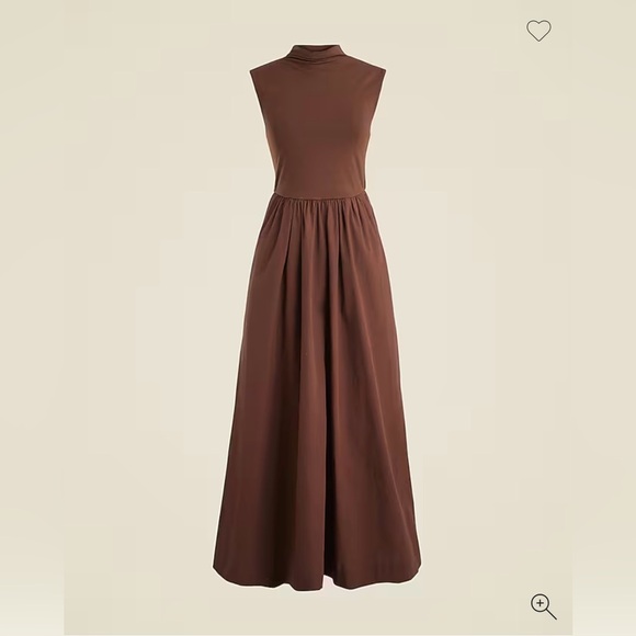 J. Crew Dresses & Skirts - J.Crew Fitted knit mockneck dress with poplin skirt in brown, size L